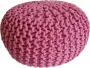 ShopMaatje Gebreide Poef Kruk Zitkussen Ø 45 cm Hoogte 30 cm Roze - Thumbnail 1