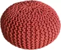 ShopMaatje Gebreide Poef Kruk Zitkussen Ø 45 cm Hoogte 30 cm Terracotta - Thumbnail 1