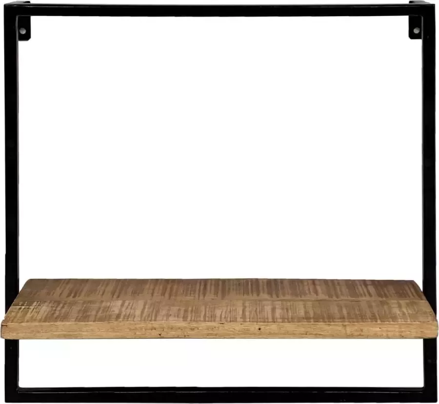 ShopMaatje Wandplank Hangplank Boekenplank 50x50x25 cm Mangohout Metalen frame