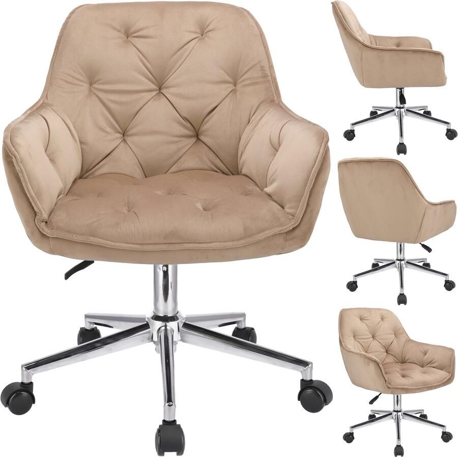 Shumee LARGO beige fauteuil op zilveren voet