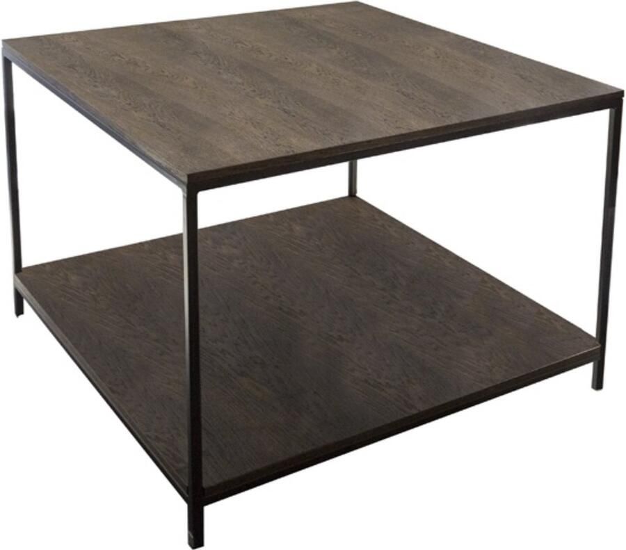 Sia Deco Vierkante salontafel in bruin hout en zwart metaal L100