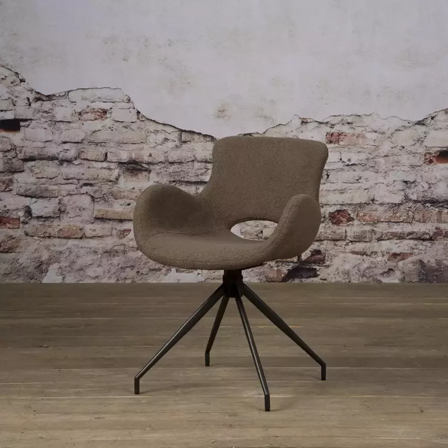 AnLi Style Anli-Style Tower living Campo swivel armchair Teddy Dark brown