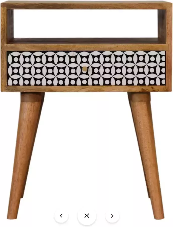 Sierra Artisan Furniture Nachtkastje mangohouten nachtkastje 1 lade met hars inleg ladefront 35 x 45 x 57cm