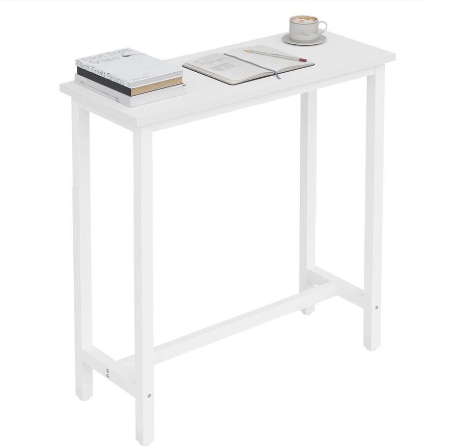 Sierra Bartafel 1 X Bartafel Hoge tafel Bistrotafel met metalen structuur Spaanplaat tafelblad Keukentafel Eettafel 100x40x100cm Wit BT33ws