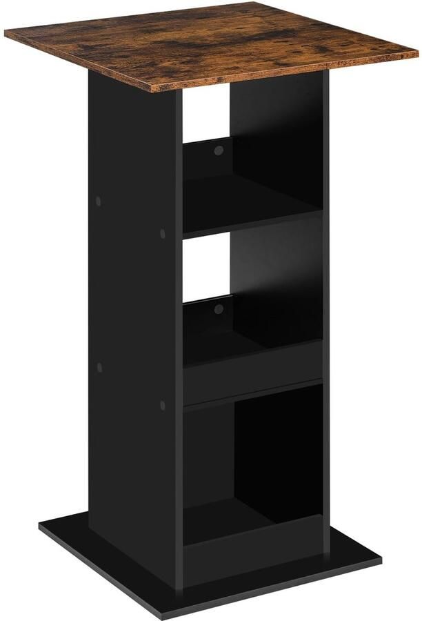 Sierra Bartafel bistrotafel statafel keukentafel toontafel hoekige tafel met 3 planken voor bar keuken woonkamer van hout tafelhoogte 112 cm zwart + rustiek bruin
