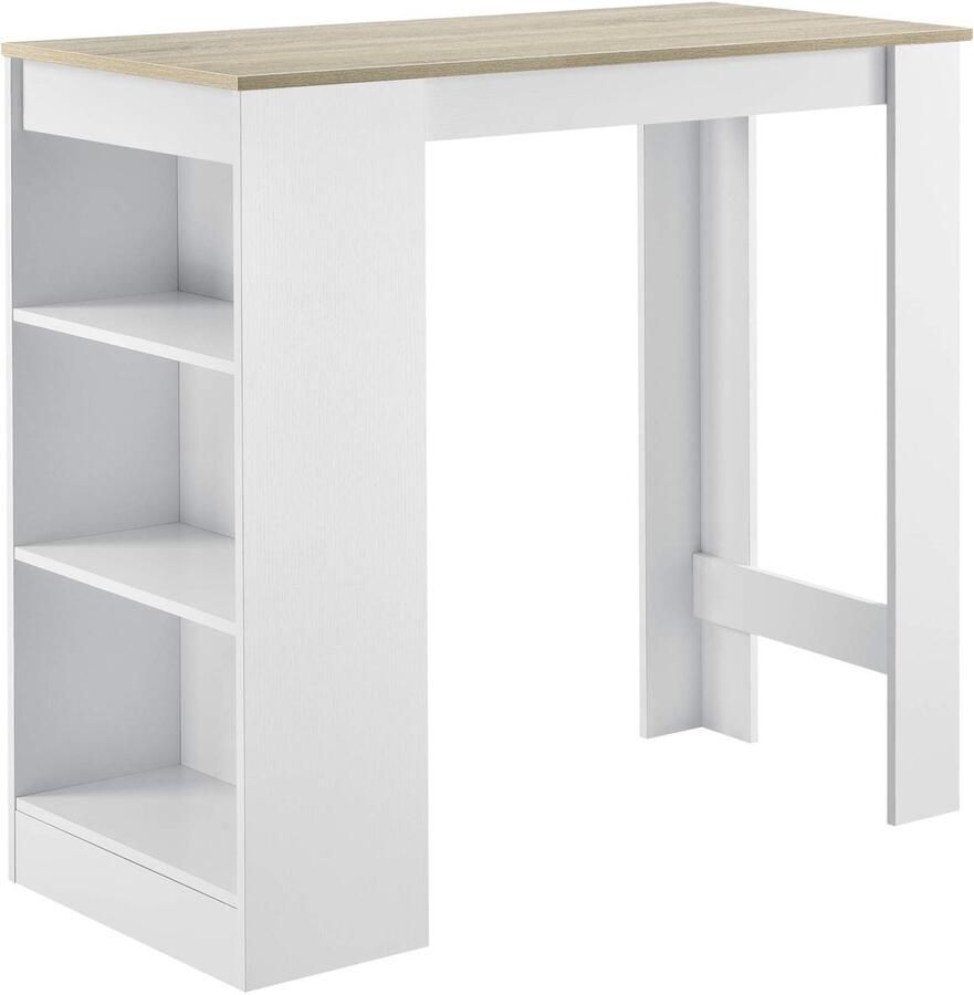 Sierra Bartafel met 3 planken 110x50x103 cm wit en eikenkleurig