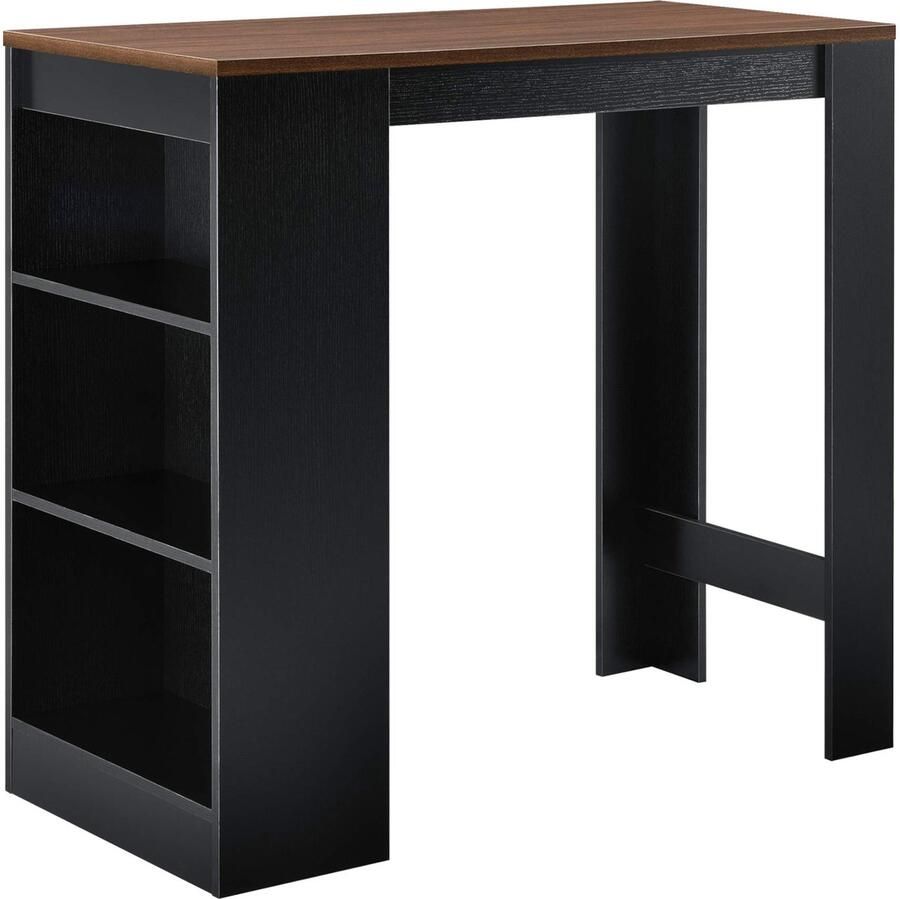 Sierra Bartafel met 3 planken 110x50x103 cm zwart en walnootkleurig