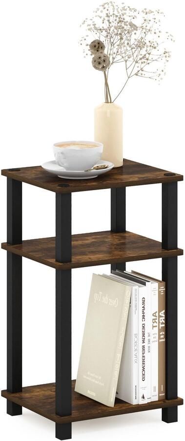 Sierra Bijzettafel 3-Tier Turn-N-Tube End Bijzettafel Nachtkastje Engineered Wood Amber Pine Zwart 1-Pack