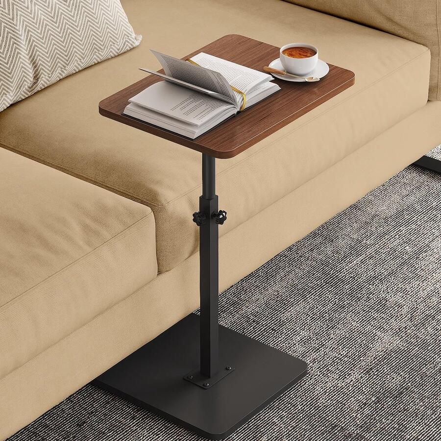 Sierra Bijzettafel C-vorm Bijzettafel van hout in hoogte verstelbaar 360° draaibare banktafel ruimtebesparende bank- en bed-bijzettafel mobiele zijtafel voor woonkamer en slaapkamer snacktafel (bruin)