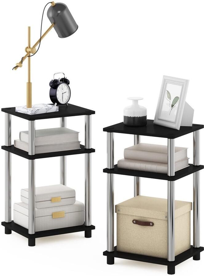 Sierra Bijzettafel Just 3-Tier Turn-N-Tube bijzettafel 2-pack Americano roestvrijstalen buizen