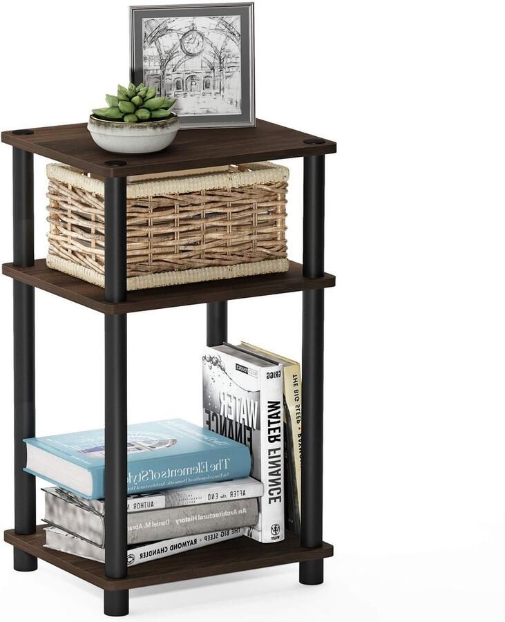 Sierra Bijzettafel Just 3-Tier Turn-N-Tube bijzettafel nachtkastje Columbia walnoot zwart