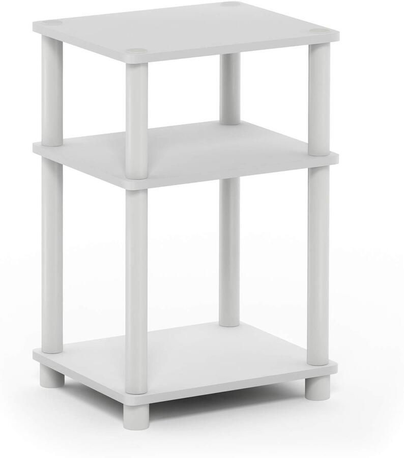 Sierra Bijzettafel Just 3-Tier Turn-N-Tube eindtafel bijzettafel nachtkastje wit met witte buis