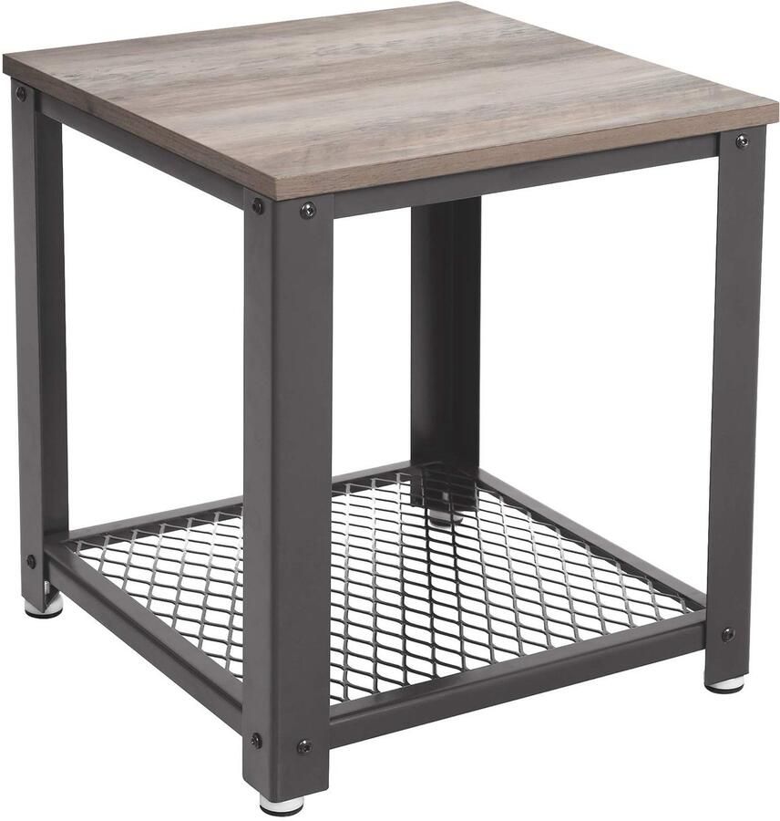 Sierra Bijzettafel LeT41MG bijzettafel nachtkastje sofastafel woonkamertafel stabiel met metalen frame eenvoudig te monteren woonkamer slaapkamer houtlook Groot grijs