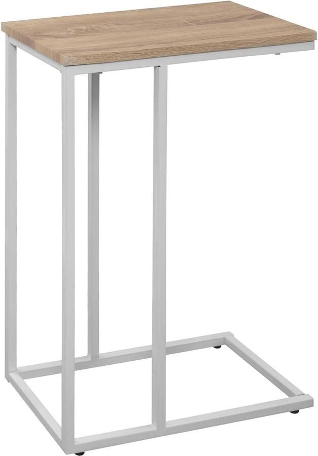 Sierra Bijzettafel salontafel nachtkastje laptoptafel metalen frame MDF tafelblad 45x25x63.5cm (BxDxH) licht eiken TSG17hei