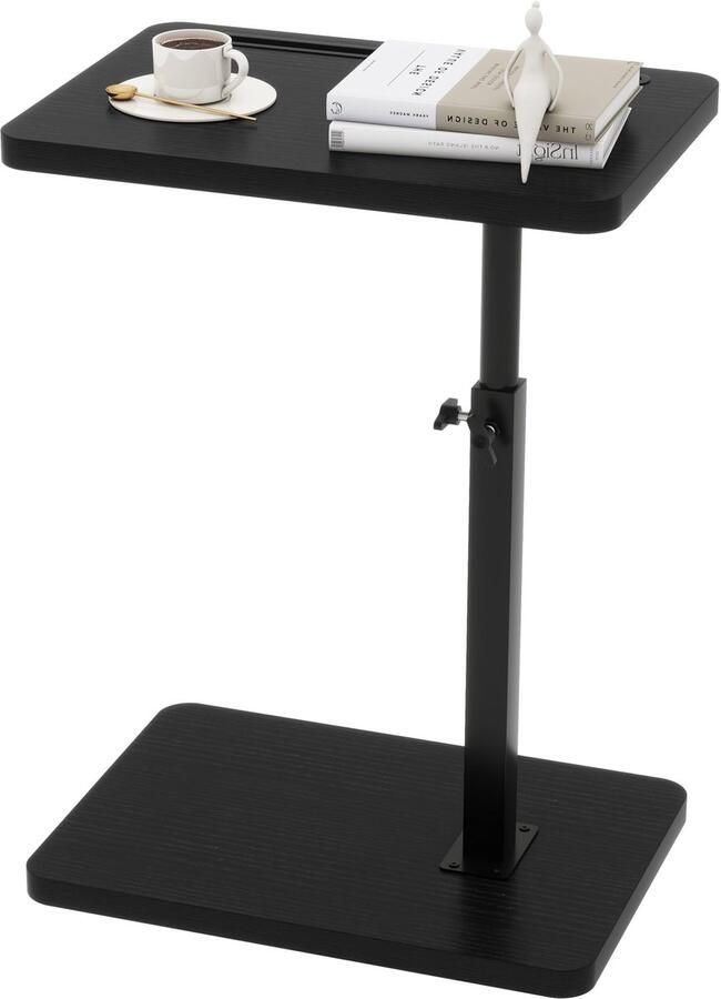 Ibenzoa Multifunctionele C-vormige Bijzettafel met Verstelbare Hoogte en Draaibaar Blad voor Smalle Ruimtes