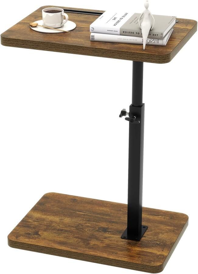 Ibenzoa Verstelbare en Draaibare C-Vormige Bijzettafel voor Kleine Ruimtes met Apparatenhouder