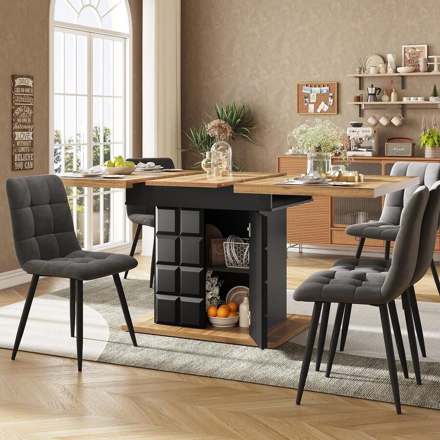 Sierra Eettafel klaptafel uittrekbaar eetkamer 110-140 x 80 cm telescopische eettafel met opbergruimte inklapbare keukentafel voor 4-6 personen voor keuken en woonkamer (B)