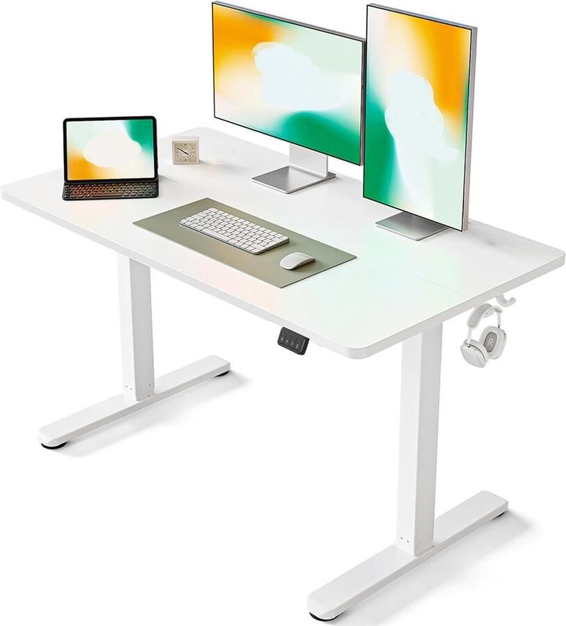 Sierra elektrisch in hoogte verstelbaar bureau sta-bureau van 120 x 60 cm met geheugencontrole en antibotsingstechnologie wit frame witte afwerking