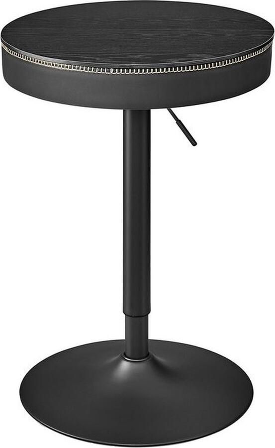 Signature Home Auckland bartafel In hoogte verstelbare kleine tafel met opbergruimte bartafel PU met stiksels houtzwart en inktzwart