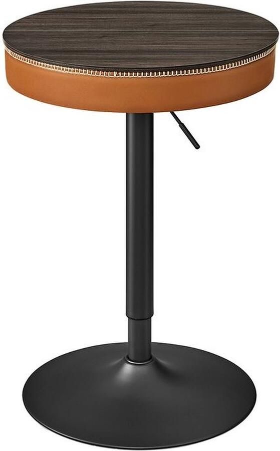 Signature Home Bombay bartafel In hoogte verstelbare kleine tafel met opbergruimte bartafel PU met stiksels bruin zwart