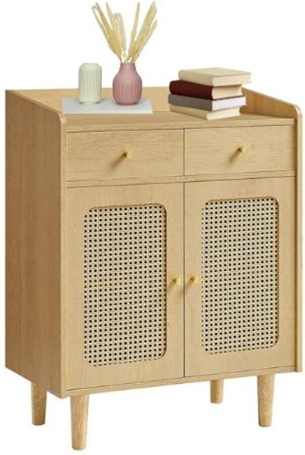 Signature Home Dressoir Kast met rotaneffect deuren opbergkast met lades keukenkast verstelbare plank eikenbeige