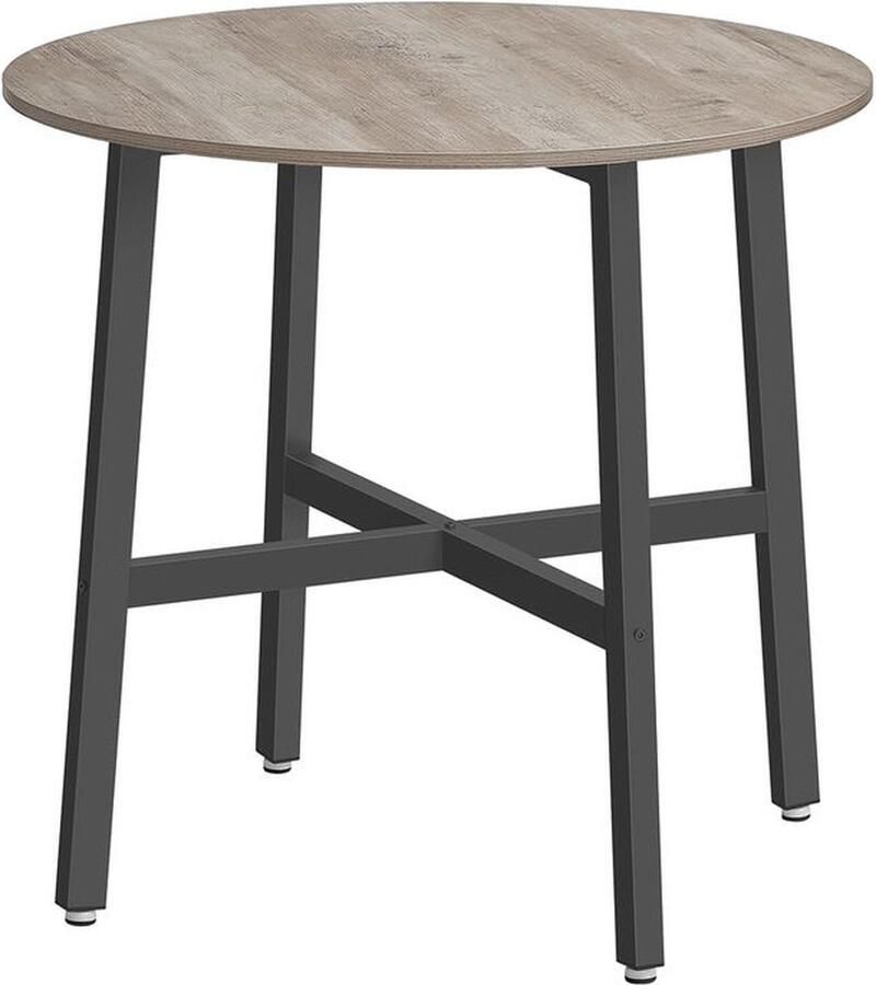 Signature Home Eettafel Kleine Ronde Keukentafel Voor Woonkamer Kantoor Industrieel Greige Zwart 80 Cm