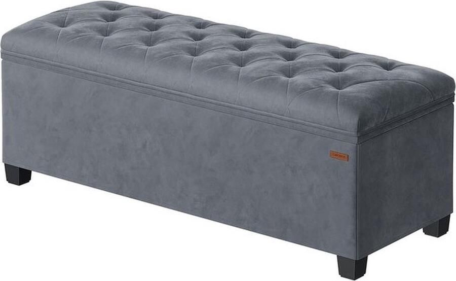 Signature Home hocker Kruk met opbergruimte zitbank met opbergruimte en poten maximale belasting 300 kg grijs 40 x 110 x 40 cm