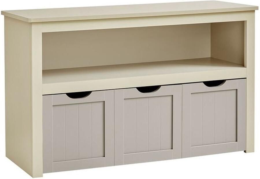 Signature Home Kinderplank speelgoedopberger voor kinderen opbergkast speelgoedkast opbergdoos met wielen speelgoedplank voor kinderkamer zandbeige 30 x 102 x 60 cm