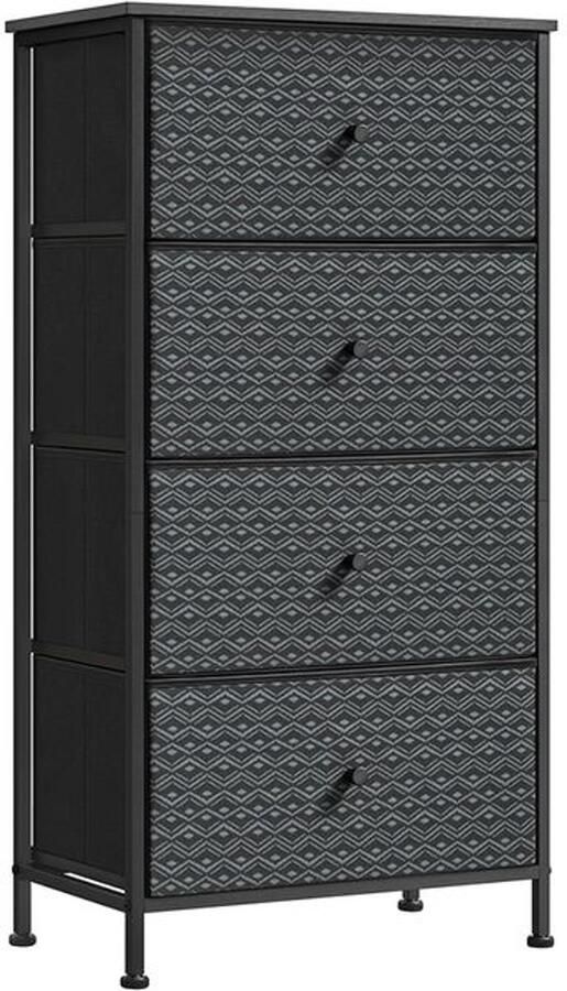 Signature Home Ladekast Opbergkast Dressior Ladekast Waskast met 4 stoffen lades Metalen frame zwart