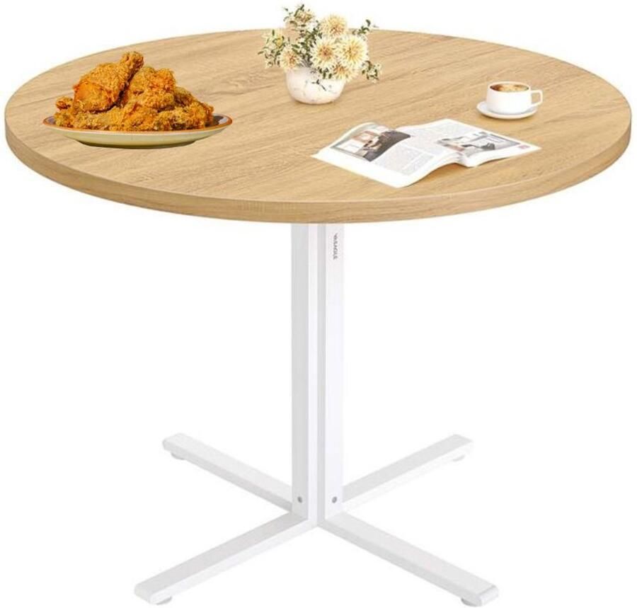 Signature Home Ronde eettafel kleine keukentafel voor 4 personen landelijke stijl waterbestendig oppervlak 80 cm diep en 74 8 cm hoog voor eetkamer woonkamer gouden eik