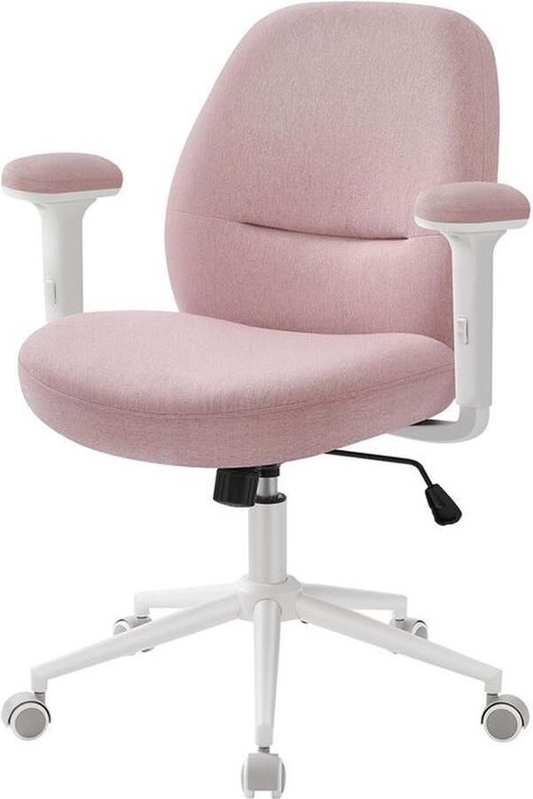 Signature Home Rozy Bureaustoel Draaibare bureaustoel met verstelbare armleuningen moderne rugleuning Armleuningen roze