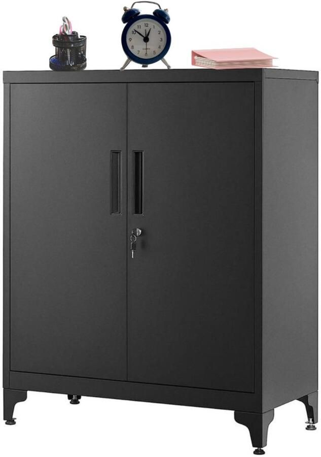 Signature Home Zee archiefkast met slot Kantoorkast kast metaal archiefkast Zwart 80cm