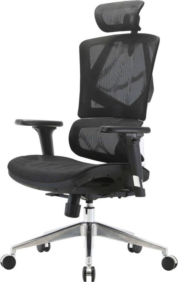 Sihoo bureaustoel ergonomisch lendensteun hoge rugleuning 3D armleuningen ~ mesh zwart