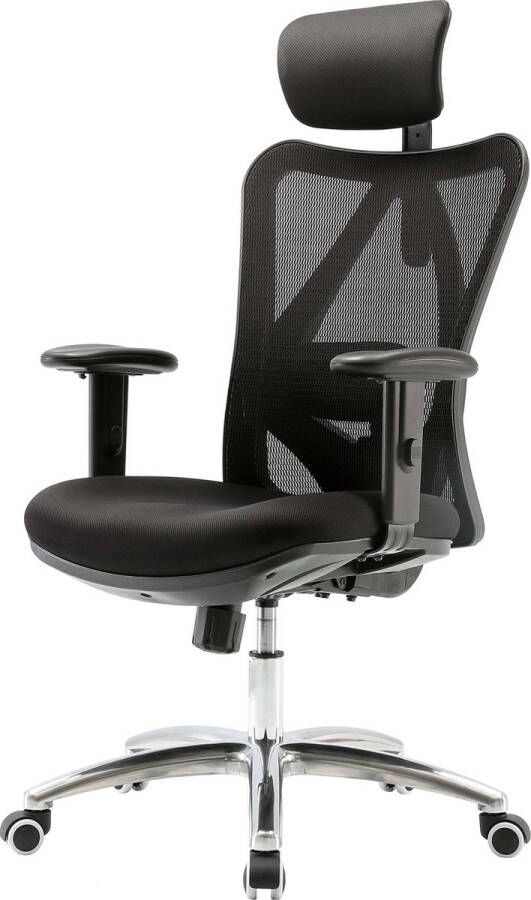 Sihoo bureaustoel ergonomisch verstelbare lendensteun 150kg belastbaar ~ zonder voetsteun zwart