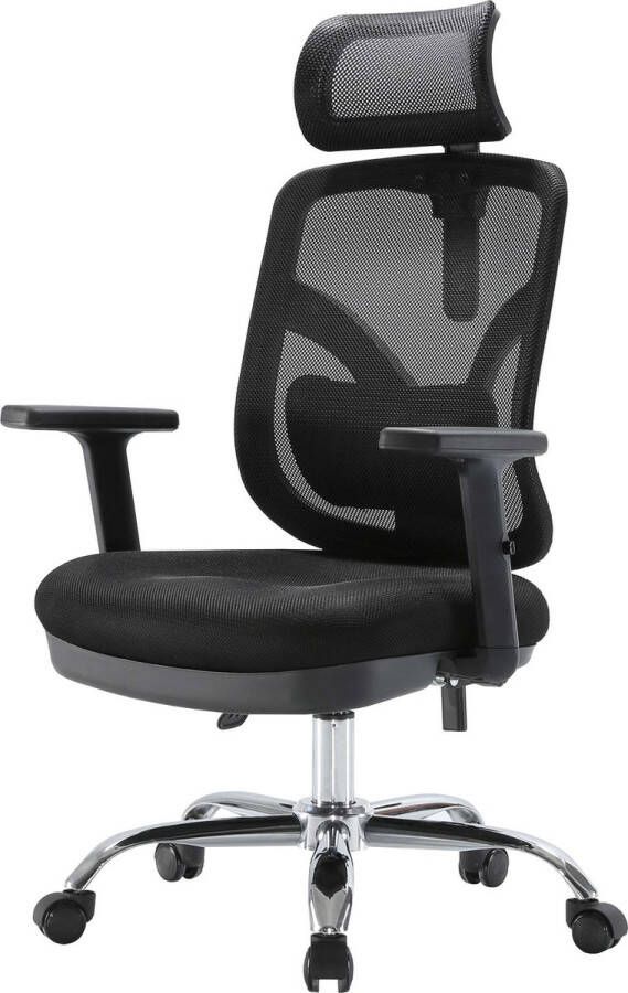 Sihoo bureaustoel ergonomisch verstelbare lendensteun en armleuning ~ zwart