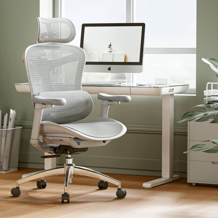 Sihoo Doro C300 Ergonomische bureaustoel met ultrazachte 3D-armleuningen dynamische lendensteun voor thuis en kantoor verstelbare rugleuning wit