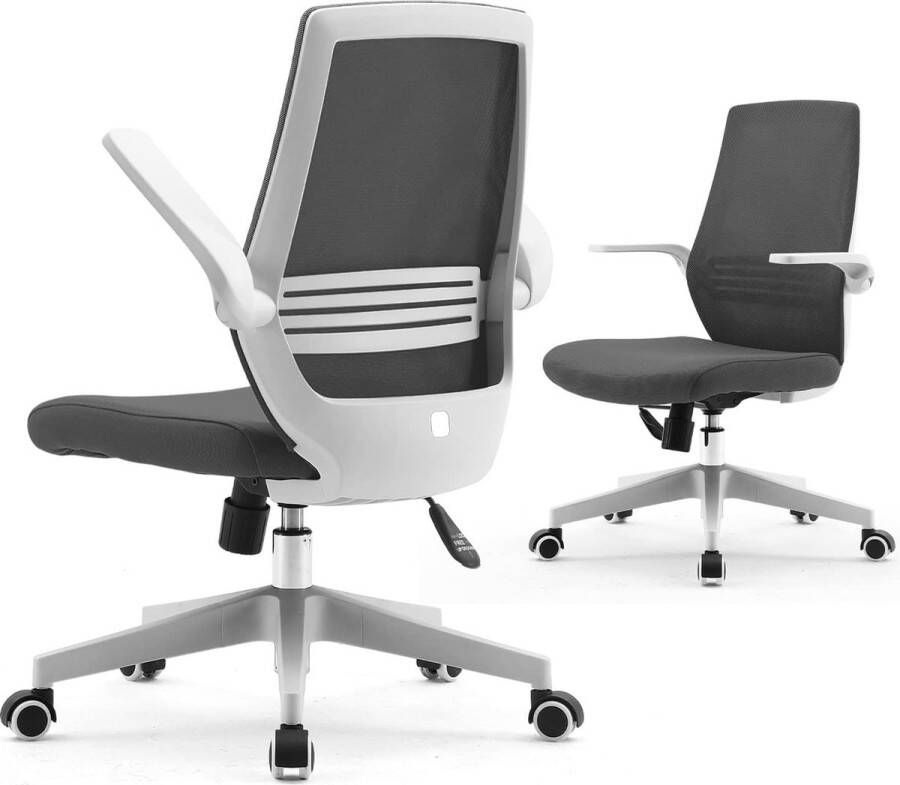 Sihoo Moderne ergonomische bureaustoel ademende compacte stoel taillesteun optilbare en omkeerbare armleuning stille nylon wielen (zwart)