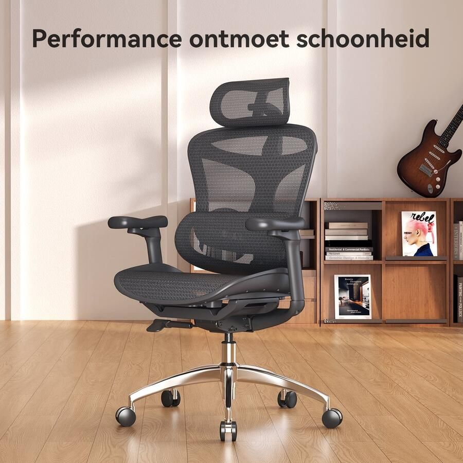 Sihoo Doro C300 Ergonomische Bureaustoel 3D Armleuningen Zelfaanpassende Lendensteun Slim Gewichtsmechanisme Mesh Rugleuning 3 Kantelstanden TUV SGS Gecertificeerd Tot 150kg 70x69x128cm——Zwart - Foto 2
