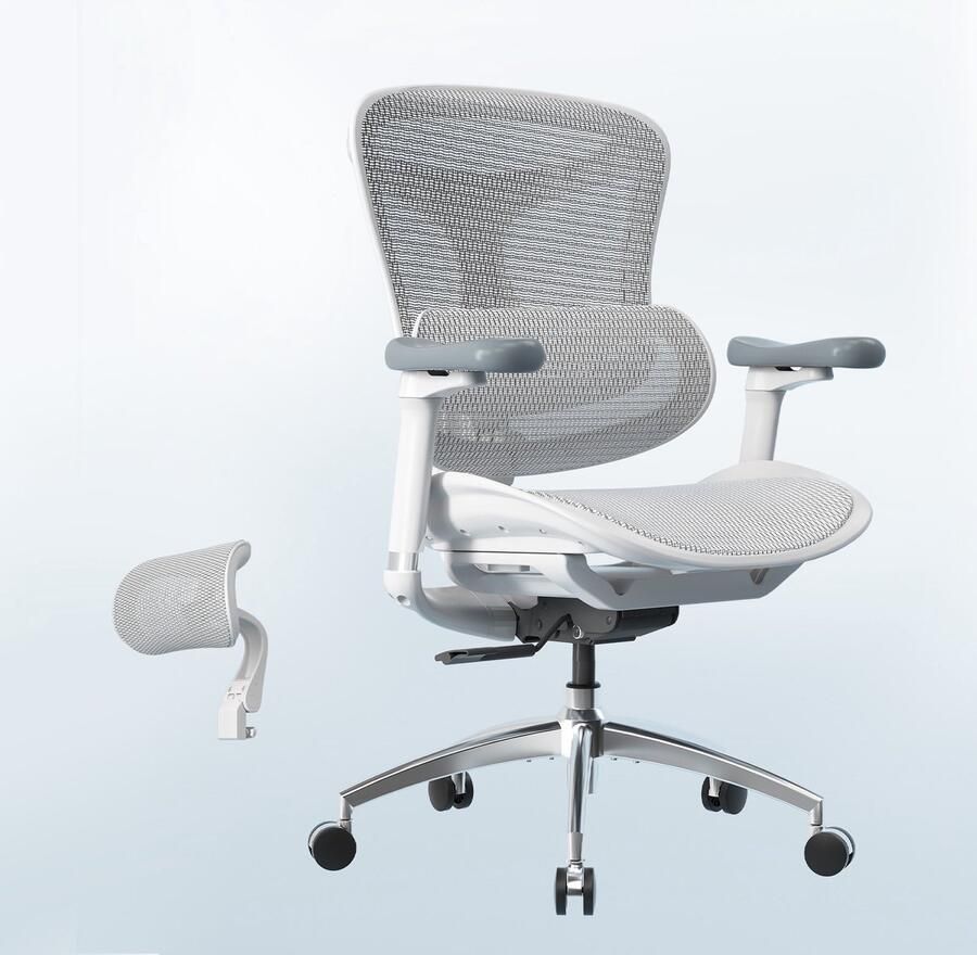 Sihoo Doro C300L Ergonomische Bureaustoel 4D Armleuningen Zelfaanpassende Lendensteun Verstelbare Rugleuning Mesh Rugleuning 150kg Kantoor Thuis Gaming Inclusief gratis hoofdsteun Wit - Foto 2