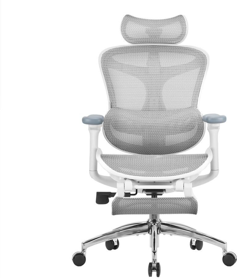 Sihoo DORO C300 JT Ergonomische Bureaustoel Met voetsteun Hoge Rugleuning 4D-armleuningen Dubbel Dynamische Lendensteun Wit