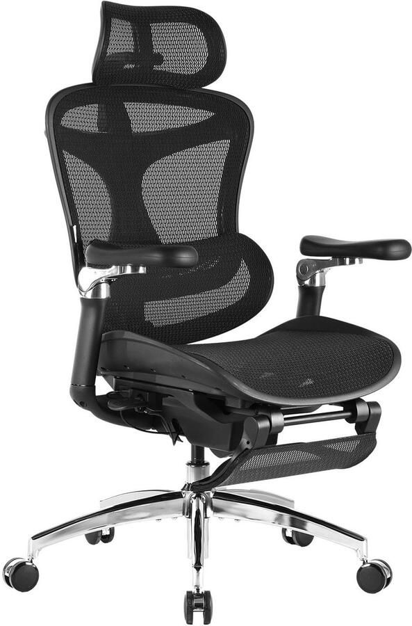 Sihoo DORO C300 PRO JT Ergonomische Bureaustoel Met voetsteun Mesh met Hoge Rugleuning 6D-armleuningen Zwart