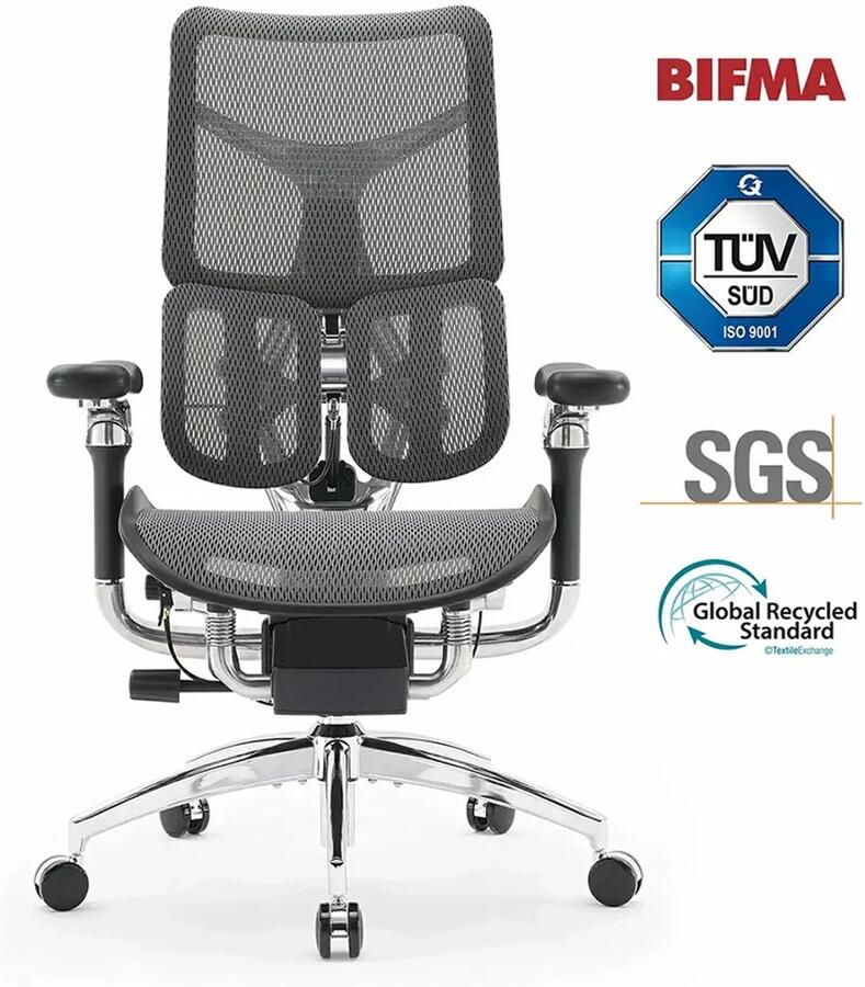 Sihoo Doro S300 Ergonomische Bureaustoel 6D Armleuningen Dynamisch Lendensteunsysteem Schokabsorberend Veringssysteem Vierassig Ondersteuningssysteem Zero-Gravity Ervaring BIFMA SGS Gecertificeerd 78x65x102cm——Zwart - Foto 2