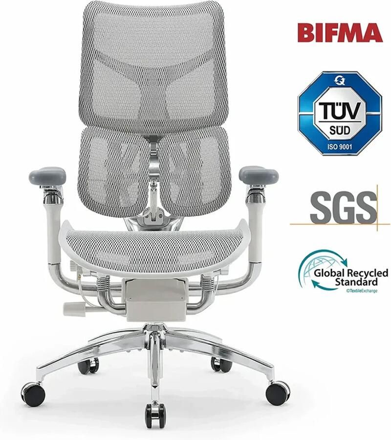 Sihoo Doro S300 Ergonomische Bureaustoel 6D Armleuningen Dynamisch Lendensteunsysteem Schokabsorberend Veringssysteem Vierassig Ondersteuningssysteem Zero-Gravity Ervaring BIFMA SGS Gecertificeerd 78x65x102cm——Wit - Foto 2