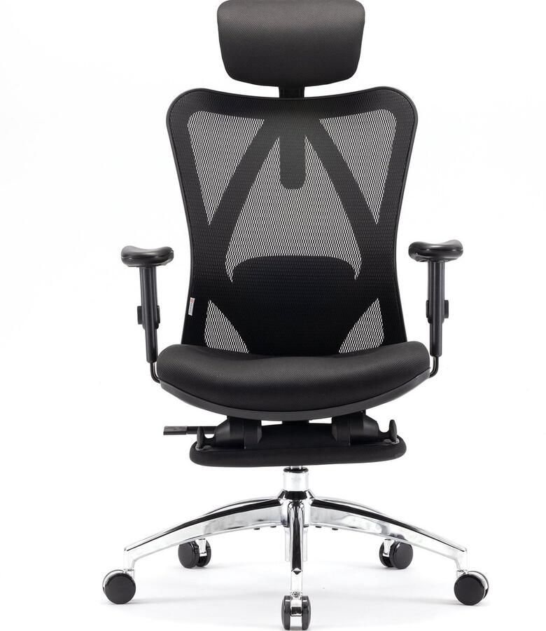 Sihoo M18 Ergonomische Bureaustoel Met voetsteun-Voetensteun Verstelbare Hoofdsteunen Mesh Stoel Zwart