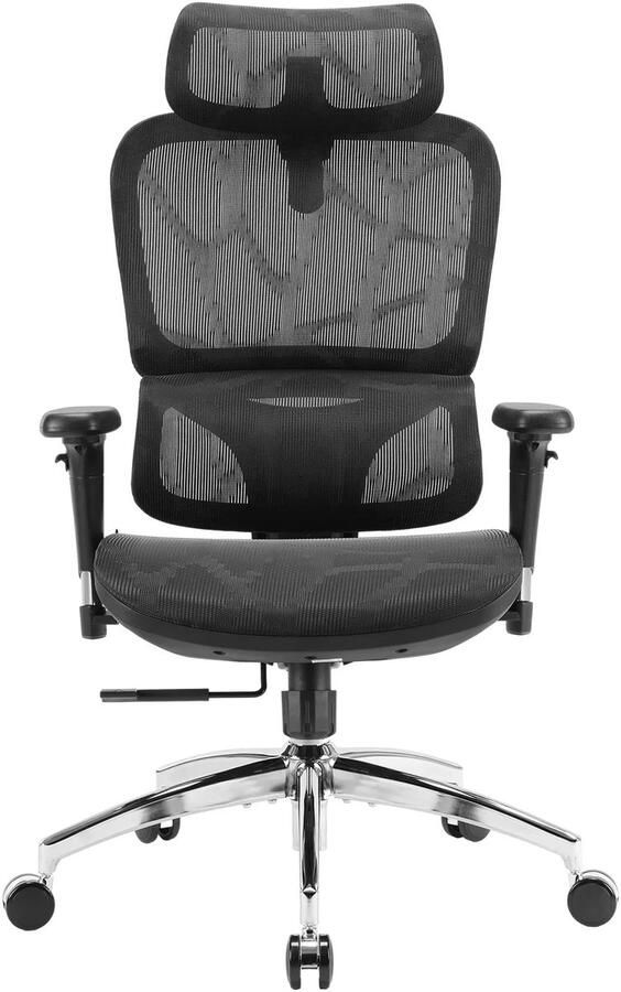 Sihoo M56B Ergonomische Bureaustoel Hoge Bureaufauteuil. 3D Dynamische Lendenondersteuning 3D Verstelbare Hoofdsteun & Armsteunen Ademend Zwart Mesh Zitoppervlak