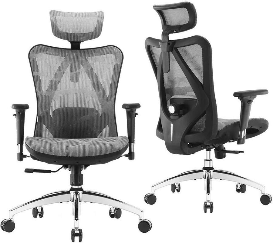 Sihoo M57 Ergonomische Bureaustoel Verstelbare Hoge 3D-rugleuning Armleuning Computer-Bureaustoel Grijs