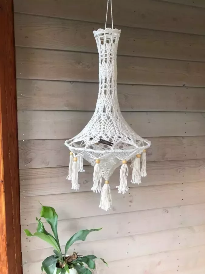 Sildesign Kroonluchter crème model Lotus handgemaakt woonkamer tuin decoratie meisjeskamer