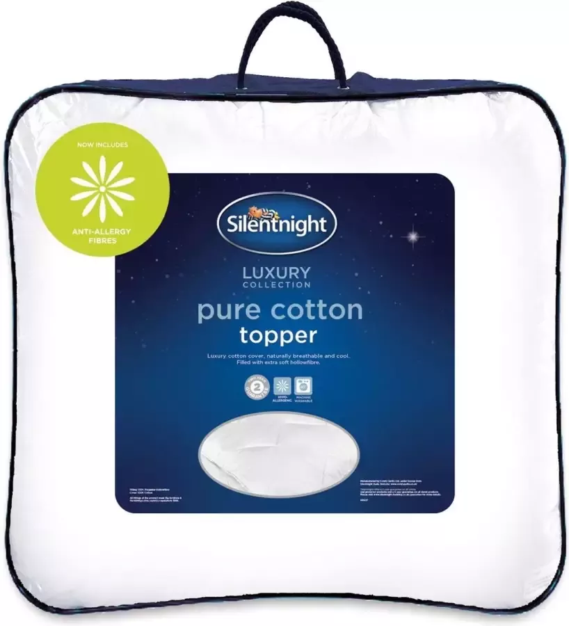 Silent Knight Topper Silentnight luxury pure cotton S King 183x203 hypo-allergeen