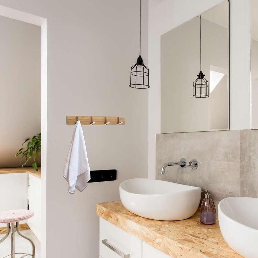 Silumen Bamboe wandhaak met 4 inklapbare haken Hout