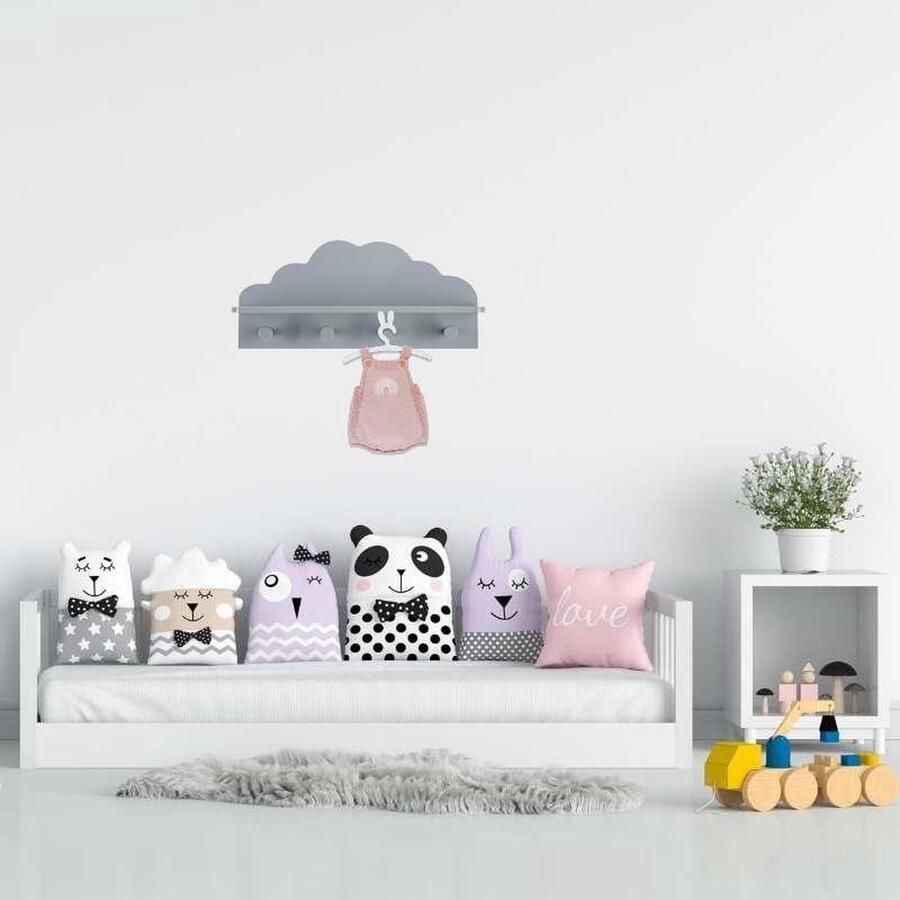 Silumen Cloud Wood wandkapstok 4 grijze haken Overig Grijs